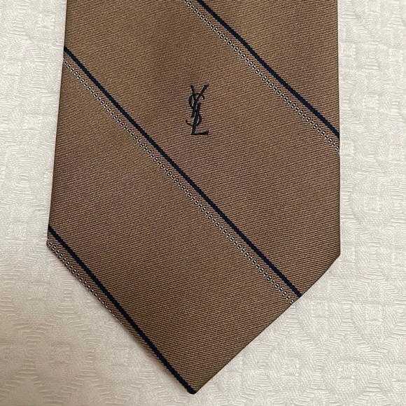Yves Saint Laurent Paris New York Camel Stripe Classic Tie—Excellent Condition! - Picture 2 of 7